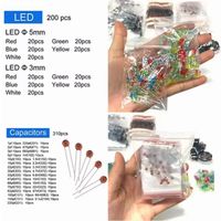 Kit d'assortiment de composants électroniques 1818 pièces, résistance, condensateur, LED, transistor, PCB pour prototypage électronique, réparation DIY