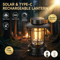Nouvelle lampe de camping solaire étanche et durable, rechargeable, pour la maison et l'extérieur, lampe de tente LED, ambiance rétro, lampe cheval, éclairage