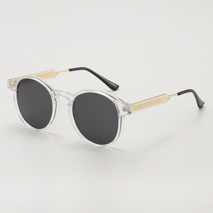 Gafas de Sol Redondas de Montura Completa Unisex de Color Caramelo Sólido Estilo Punk Retro de Alta Calidad con Lentes de PC UV400 - Product Image 3