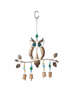 Campana de Viento con Forma de Búho, Decoración para Colgar en la Pared, Campanas Colgantes de Latón Antiguo Más Vendidas, Campanas de Viento de Metal Personalizadas para Decoración - Product Image 1