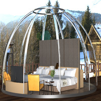 Dôme en verre isolé romantique et écologique Gaoming pour l'extérieur, avec structure en aluminium et design transparent pour un ciel étoilé