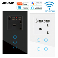 Interrupteur Mural USB Universel Zigbee Série Intelligente Zigbee, Série Intelligente 3/4, Fonctionne avec Alexa Google Home, 1/2/147