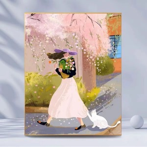 <span class=keywords><strong>Quadro</strong></span> su Tela con Gatto, Tulipani e Ciliegie in Stile Primaverile, Decorazione da Parete Moderna e Minimalista per Interni - Product Image 4
