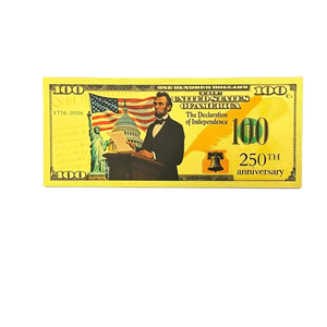 Billets de banque commémoratifs en plastique dorés du 250e anniversaire de Lincoln des États-Unis pour collection - Product Image 4