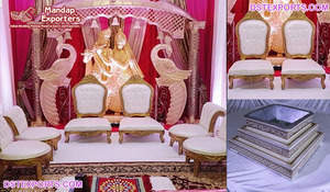 Sillas Tradicionales Gujarati para Mandap de Bodas, Últimos Modelos de Sillas Sankheda para Mandap, Hermosos Muebles para Mandap de Bodas Hindúes, EE. UU. - Product Image 3