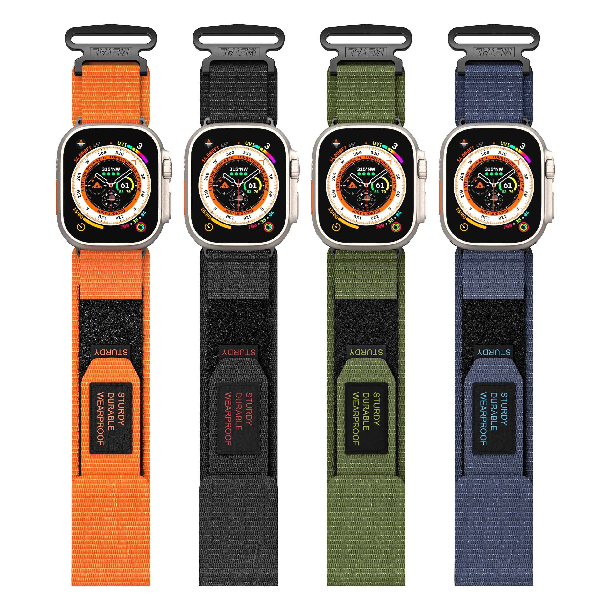 Cinturino in Nylon con gancio e anello di montagna alla moda per orologio Apple Watch iwatch 40 41 45 49mm cinturino in Nylon Velcroes