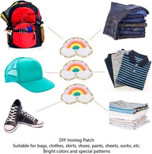 Broderie de vêtements en chenille brodée à sequins, motif arc-en-ciel, auto-adhésive, personnalisable, écologique, à poser soi-même, pour la réparation de vêtements - Product Image 3