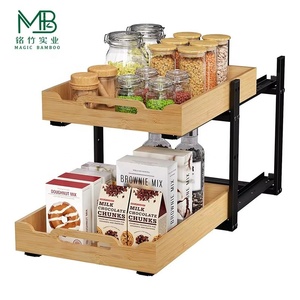 Estante de Almacenamiento de Cocina con Cajones Deslizantes Dobles de Bambú, Suministro al por Mayor - Product Image 1