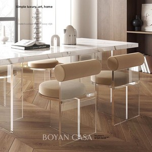 Silla de Comedor Moderna Minimalista con Tapicería de Terciopelo, Diseño de Suspensión Transparente en Acrílico, Ecológica, para Hotel y Hogar - Product Image 3