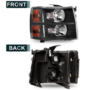 Faros Delanteros para Chevrolet Silverado 2007-2013, Halógenos, Semi-Ensamblados, Negros, Repuestos - Product Image 1