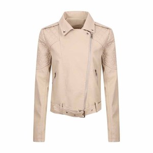 Blouson court en similicuir PU pour femme, style motard, coupe ajustée, effet vieilli, tendance - Product Image 4