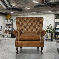 Ensemble de canapés Chesterfield modernes carrés en cuir véritable capitonné marron, fauteuil et siège lounge pour salon et hôtel