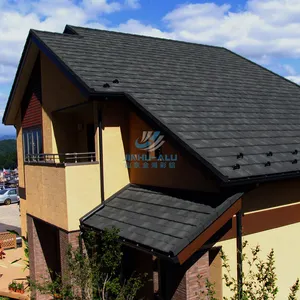 China Factory Corrugated Galvanized Steel Black Stone Coated Metal Roof Tiles