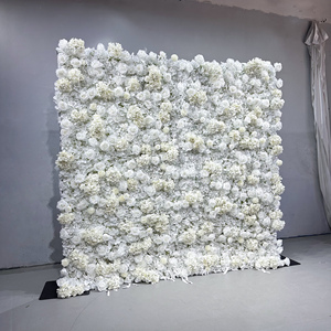 8 * 8ft Roll up çiçek duvar yapay beyaz ortanca gül çiçek duvar düğün arka plan dekorasyon için - Product Image 3