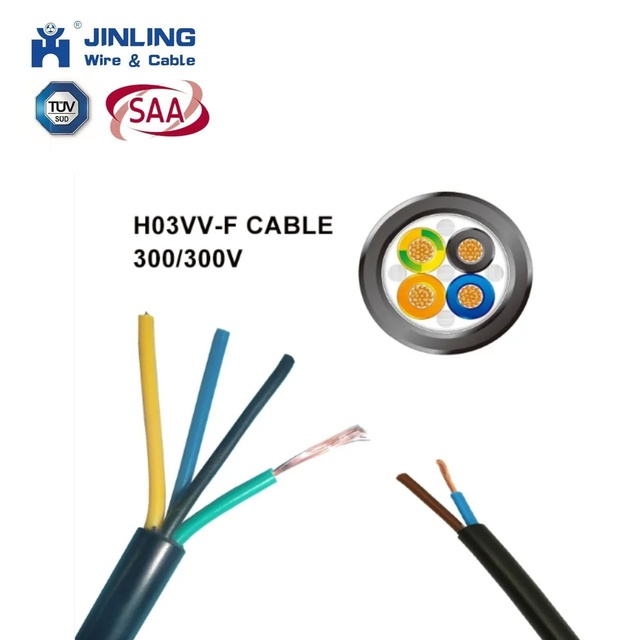 H03VV-F 300V 500V Copper Conductor Electric Wire PVC Insulated Sheathed Cable 2 3 4 5 Core
