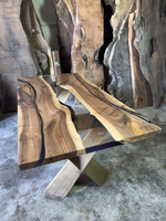 Table basse de mode table en résine meubles de maison en bois de noyer dalle en bois massif de conception spéciale salle à manger Tables de rivière en résine époxy
