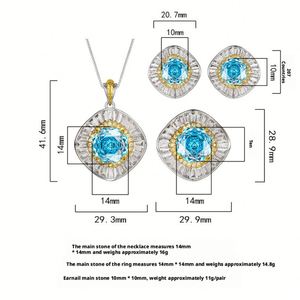 Fashion Jewelry Eco-friendly Copper Gold Plated 14-10mm Zircon Floral Pendant <b>Earrings</b> Ring Set for Everyday Wear - Product Image 2