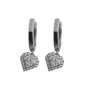 Fine Rhodium Plated Heart 14K 18K Solid Gold Luxury Engagement Moissanite Promise Wedding Ring Earring Jewelry Set for Women