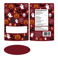 Sac cadeau personnalisé Halloween en forme de chaudron, pochette plate à fermeture éclair pour bonbons ou farces, avec poignée découpée, emballage plastique pour bonbons, vente en gros
