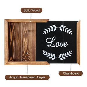 Boîte de rangement murale en bois pour pistolet dissimulé avec couvercle coulissant, design décoratif en forme de cœur - Product Image 2