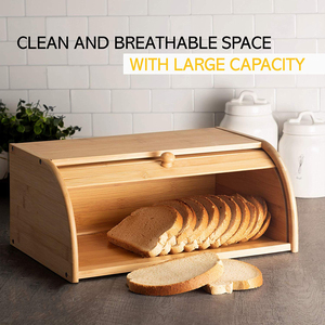 Caja de almacenamiento de pan de bambú para mostrador de cocina, caja de pan de gran capacidad - Product Image 3