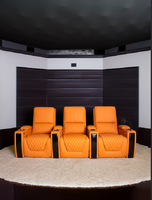 Sofá Moderno de Lujo Reclinable de Tres Plazas para Cine en Casa, Muebles de Cuero VIP con Iluminación LED, Madera Extensible y Función de Masaje