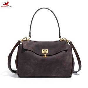 Bolsos de Mano de Cuero Marrón con Acabado Escarchado para Mujer, Diseño Moderno, Bolso Tote Vintage, Bolso Bandolera, RTS, Pedidos Mixtos al por Mayor - Product Image 1