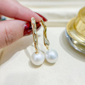 DIY Nouveau style Bijoux en argent S925 Boucles d'oreilles avec perles rondes de 11-15 mm Accessoires en perles DIY Plateau vide 22273 - Product Image 2