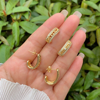 Boucles d'oreilles pendantes en cuivre zircon plaqué or 18 carats, 1 paire élégante style vintage dame géométrique en forme de coeur incrusté