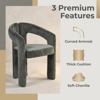 Chaise de salle à manger ergonomique rembourrée en chenille épaisse gris roche mouchetée