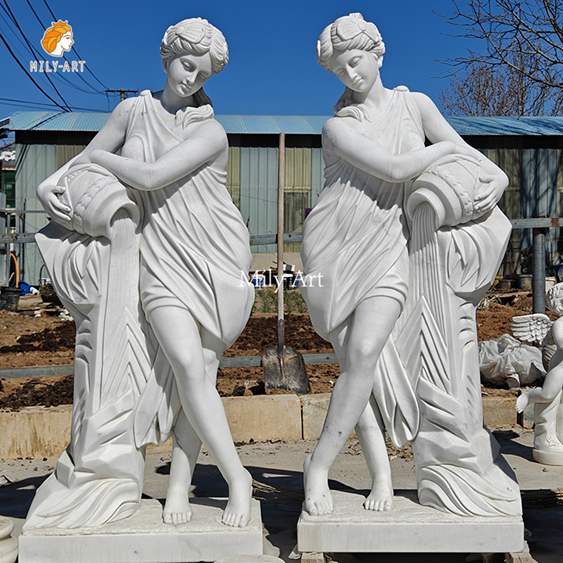Европейский декор для сада и флоры в натуральную величину, мраморная скульптура Aquarius Stateu греческая Леди для продажи