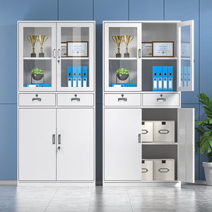 ארון מתכת עיצוב חדש עם מגירות נדנדה דלת זכוכית ארון פלדה משרד מתכת עם מנעולים להגשת ארון - Product Image 2