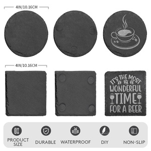 Thiết kế tối giản nhà bếp vuông đen Coaster số lượng lớn đá tự nhiên <span class=keywords><strong>Slate</strong></span> đế lót ly với in logo tùy chỉnh bảng uống Pads - Product Image 4