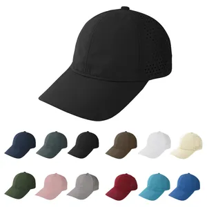 6 paneles de nailon no estructurado de secado rápido impermeable promoción sombrero Golf deporte gorras gorra de béisbol en blanco