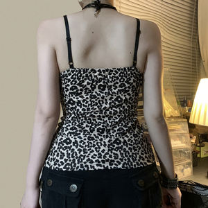 <b>Women</b> Y2K Tank Tops Short Knitted Stripe Leopard Print Lace Detail Sleeveless Top Retro Fashion Trendy Club <b>Outfit</b> <b>Sexy</b> Blouse - Product Image 6