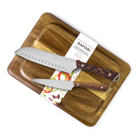 Ensemble de couteaux de chef en acier inoxydable 3CR13 personnalisé en gros, 6 pièces, manche en bois jetable écologique pour les restaurants, boîte cadeau