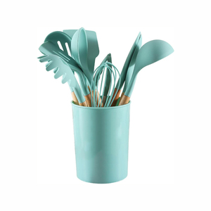 Offre Spéciale 12 pièces cuisson Silicone ustensiles de cuisine ensemble outils de cuisine Silicone ustensiles de cuisine avec manche en bois et seau de rangement - Product Image 3