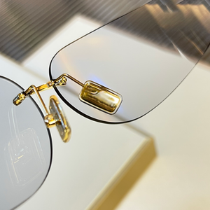 MIU Style for Big Frame <strong>Rimless</strong> Gradient High-End Comfortable Lightweight Durable Eye Protection <strong>Sunglasses</strong> Trendy for - Product Image 4