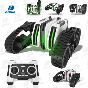 2.4Ghz Double Sided 360 Degree Rotating Tracked Crawler Remote Control Stunt Car with Headlight Stunt Car RC Tanks