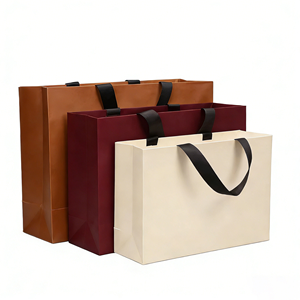 Custom Purple Paper Shopping <b>Bag</b> With Black Flat Handles Classic Style Business Gift Packaging - Product Image 4