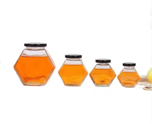 Bocaux hexagonaux en verre avec couvercles en bambou pour le stockage du miel, 100 ml, 220 ml, 380 ml, contenants en verre sodocalcique de qualité alimentaire - Product Image 2