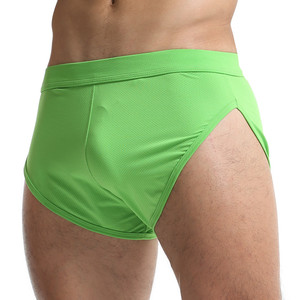 Wholesale Men's Sexy Transparent Thin Underwear Breathable Polyester <strong>Boxer</strong> <strong>Shorts</strong> in <strong>Black</strong> Orange Red Green Blue Bulge Pouch - Product Image 3