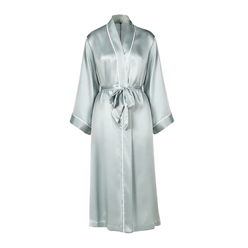 Manufacturer 16mm long silk robes women custom 100% mulberry silk pajamas