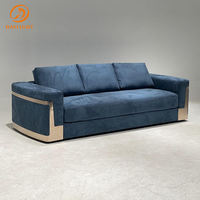 Juego de Sofás Modernos de Lujo en Tela Azul, Sofá Moderno para Sala de Estar, Juego de Muebles para Sala