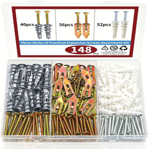 Baiguluo Expansion Screw Assortment Kit 148pcs Metric Carbon Steel Zinc Plated For Drywall And Wall Anchoring - Product Image 1
