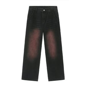 Prix de gros - Jeans gris délavés style streetwear unisexe, design vintage, effet pulvérisé - Product Image 6