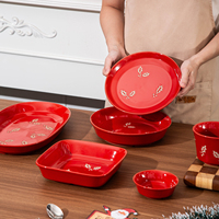 Service de table en céramique à motifs de feuilles de Noël, pour fêtes, salle à manger, décoration du Nouvel An, service de table de Noël