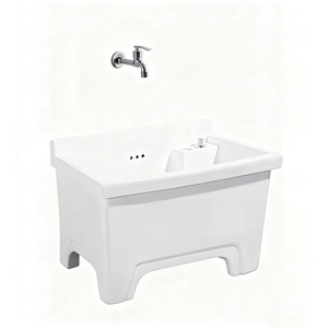 Évier à linge rectangulaire profond en céramique sur pied Aivijia avec robinet pour balcon - Product Image 4