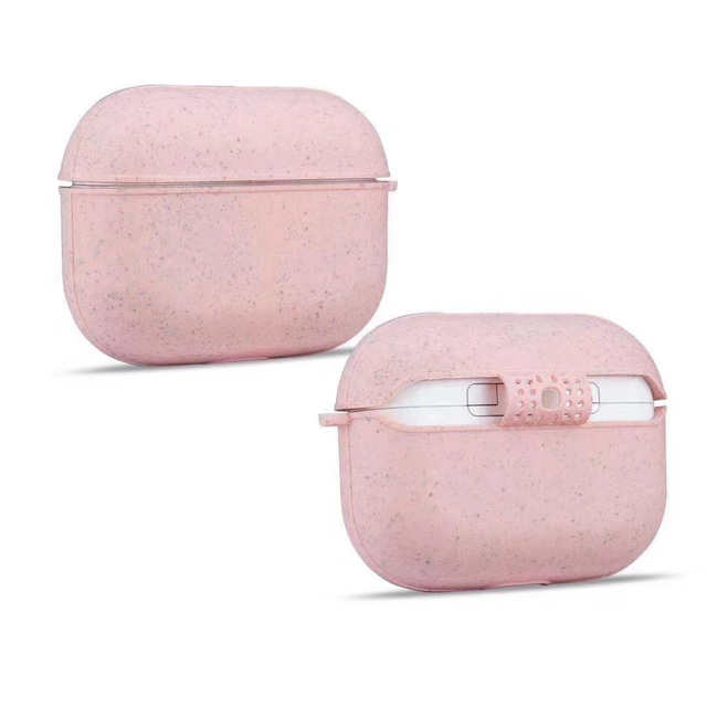 For Airpods 4 5 6 Eco Friendly Wheat Straw Design Pink TPU Earphone Case for Air Pod Protect Accessories Cover