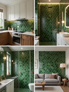 Azulejos Zellige Marroquíes Hechos a Mano, 4x4 Pulgadas, Verde Claro, 10x10cm, Azulejos de Pared para Cocina y Baño, Terracota <span class=keywords><strong>Artesanal</strong></span> - Product Image 2